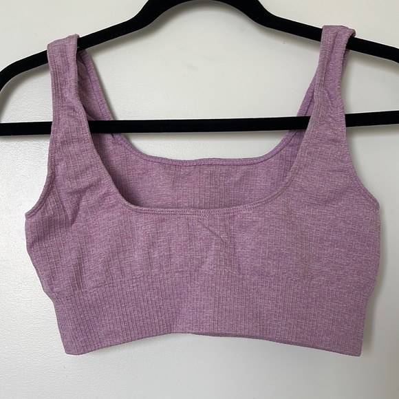 BARE ATHLETICS BARESCULPT RIBBED SEAMLESS SPORTS BRA & LEGGINGS SET PINK PEONY - Picture 5 of 8